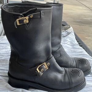 CHANEL Black Combat Boots